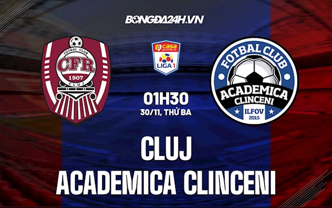 Nhận định, dự đoán Cluj vs Academica Clinceni 1h30 ngày 30/11 (VĐQG Romania 2021/22)