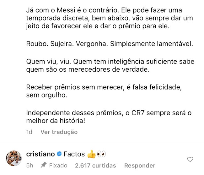 Ronaldo chế nhạo danh hiệu Quả bóng vàng 2021 của Messi hình ảnh