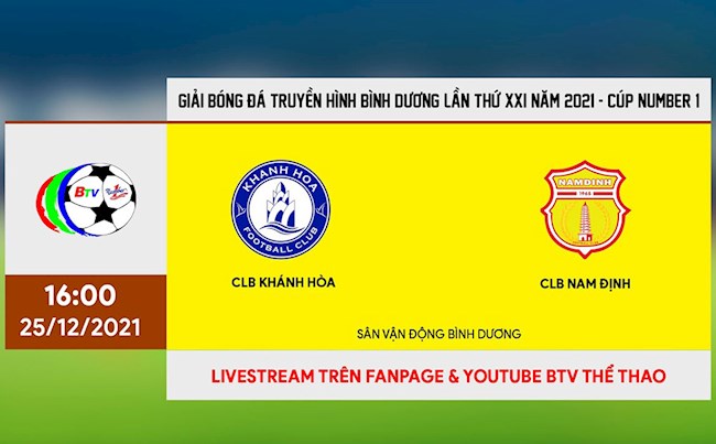 Trực tiếp bóng đá Khánh Hòa vs Nam Định 16h00 hôm nay 25/12 (BTV Cup 2021)