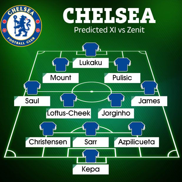 Đội hình ra sân của Chelsea trước Zenit do The Sun lựa chọn