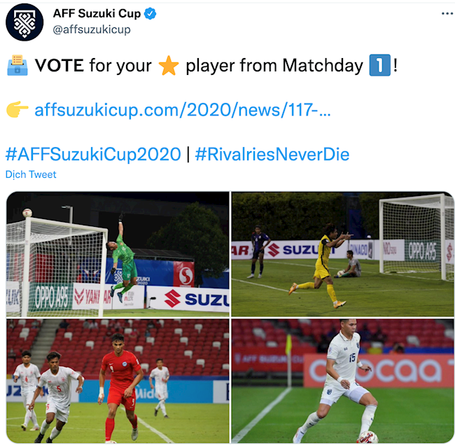 Cầu thủ xuất sắc nhất lượt trận mở màn AFF Cup 2020