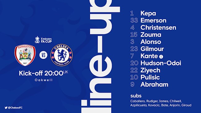Danh sách xuất phát của Chelsea