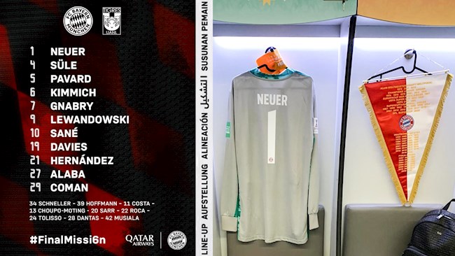 Danh sách xuất phát của Bayern Munich