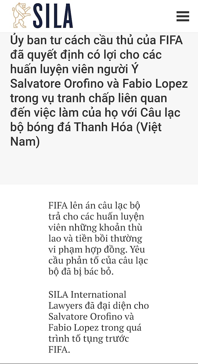 Công ty luật châu Âu xác nhận HLV Fabio Lopez thắng kiện hình ảnh