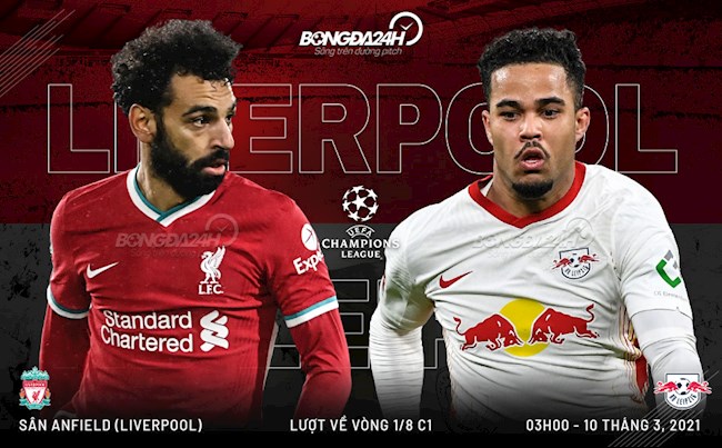 Trực tiếp bóng đá Liverpool vs Leipzig lượt về vòng 1/8 Champions League 2020/21 lúc 3h00 ngày 11/3