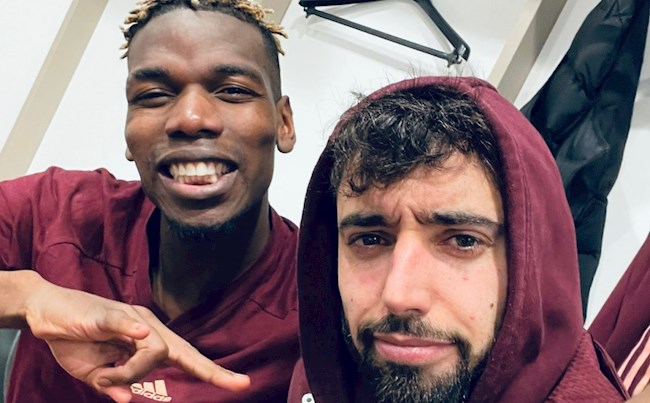 Bruno và Pogba sau trận thắng Milan