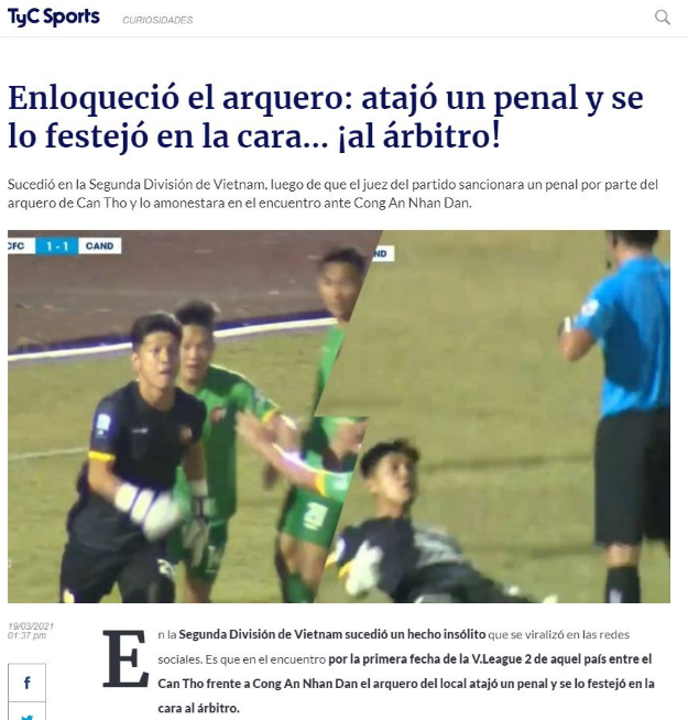 Thủ môn Cần Thơ Thanh Vũ gây sốt trên báo chí thế giới hình ảnh