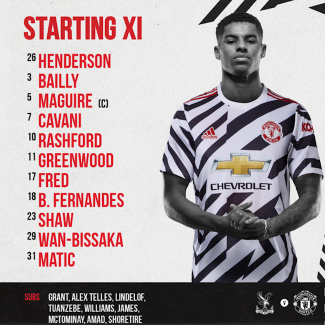 Danh sách xuất phát của MU trước Crystal Palace
