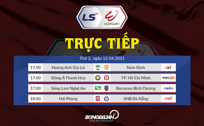 Trá»±c Tiáº¿p V League Hom Nay 12 4 2021 Link Vtv6 Bdtv Tttv