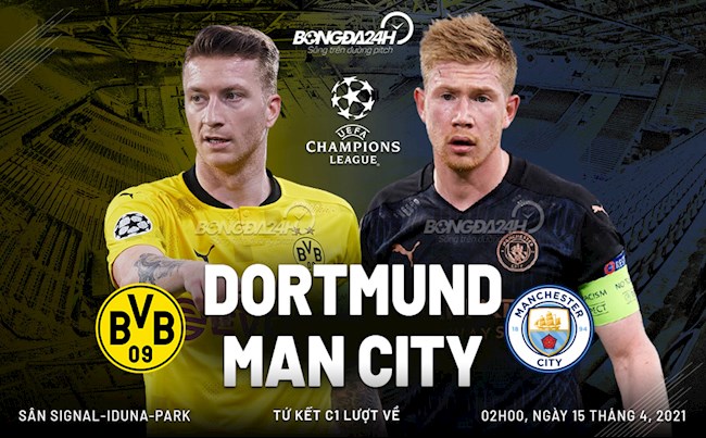 Trực tiếp bóng đá Dortmund vs Man City trận đấu lượt về tứ kết C1/Champions League lúc 2h00 ngày 15/4