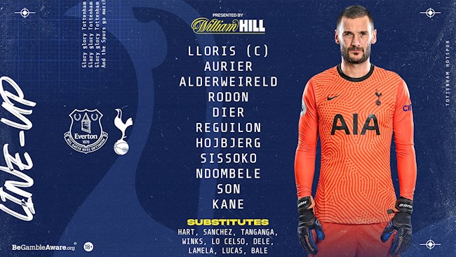 Danh sách xuất phát của Tottenham trước Everton