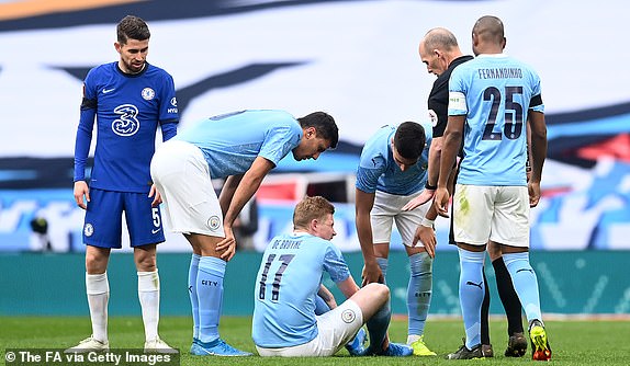 Chấn thương của De Bruyne vào đầu hiệp 2 là đón giáng mạnh vào Man City Chấn thương của De Bruyne vào đầu hiệp 2 là đón giáng mạnh vào Man City