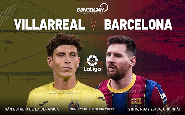 Trực tiếp bóng đá Villarreal vs Barca vòng 32 La Liga 2020/21 lúc 21h15 ngày hôm nay 25/4