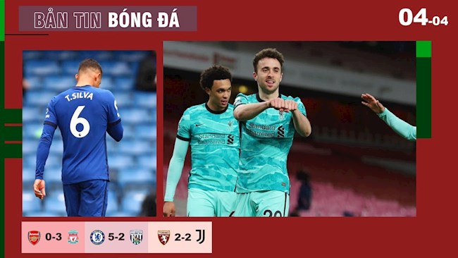 TIN BÓNG ĐÁ 4/4: Diogo Jota tỏa sáng, Liverpool làm gỏi Arsenal, Chelsea thua sốc West Brom