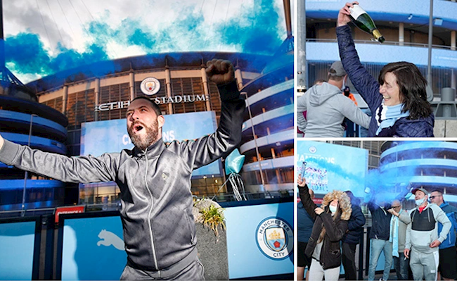 Video Man City ăn mừng bên ngoài sân Etihad, liên tục hô vang Pep Guardiola
