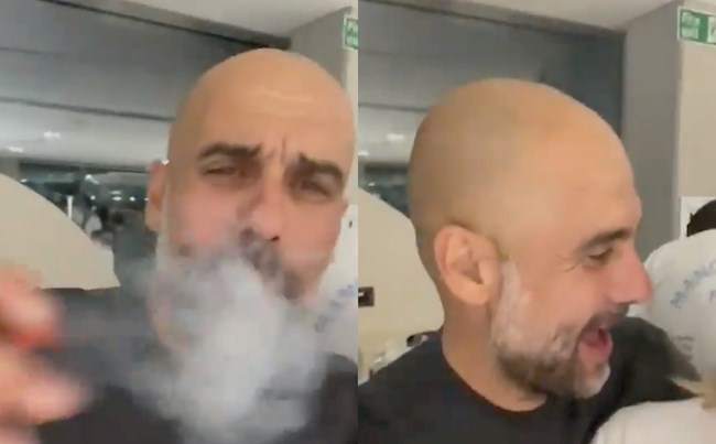 Sốc với hình ảnh Pep phì phèo điếu thuốc, ôm gái trong lễ ăn mừng