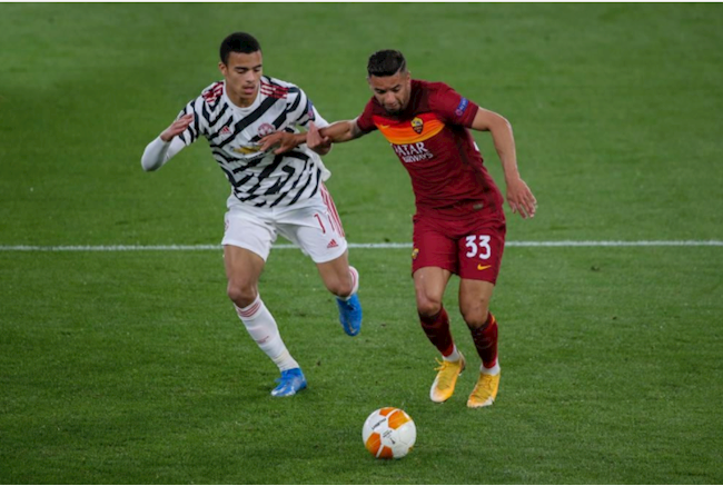 Mason Greenwood ở trận đấu lượt về trên sân của Roma