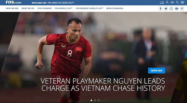 Tiền vệ Nguyễn Trọng Hoàng lên trang chủ FIFA