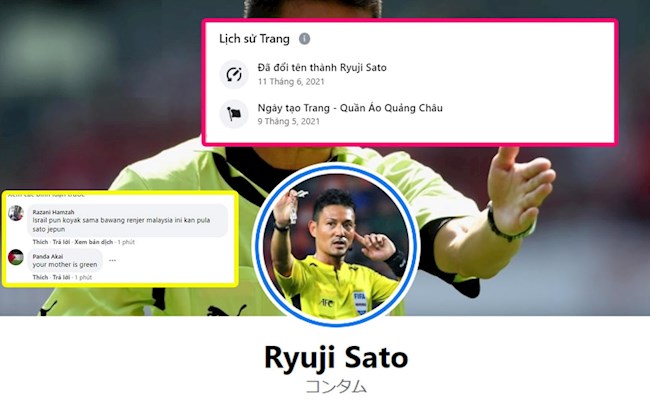 CĐV Malaysia nhận vố đau vì bị người Việt lừa vào tài khoản giả mạo trọng tài Ryuji Sato CĐV Malaysia nhận vố đau vì bị người Việt lừa vào tài khoản giả mạo trọng tài Ryuji Sato