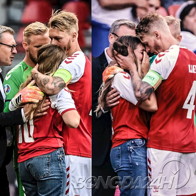 vợ Eriksen được các cầu thủ Đan Mạch động viên