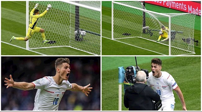 Patrik Schick ghi bàn ở cự ly không tưởng Patrik Schick ghi bàn ở cự ly không tưởng