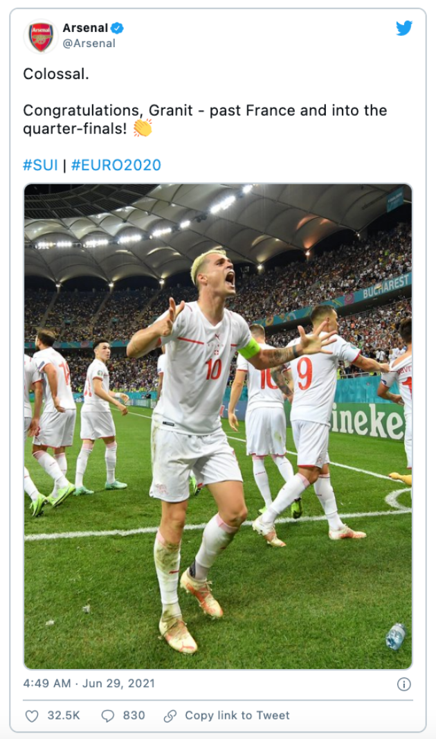 Arsenal khen ngợi Xhaka