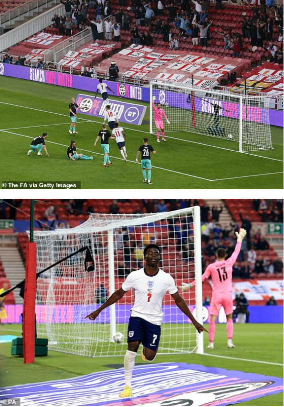 Tình huống Saka mở tỷ số cho ĐT Anh