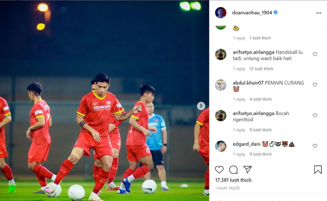 CĐV Indonesia tấn công tài khoản cá nhân của Văn Hậu