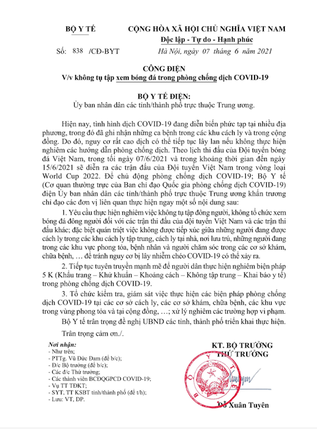 Không tụ tập xem ĐT Việt Nam thi đấu tại Vòng loại World Cup 2022 hình ảnh