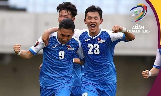 Cầu thủ Mông Cổ mừng chiến thắng trước Kyrgyzstan. Ảnh: AFC Cầu thủ Mông Cổ mừng chiến thắng trước Kyrgyzstan. Ảnh: AFC