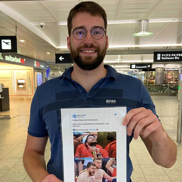 Luca Loutenbach vừa được hãng hàng không Thụy Sĩ Swiss Air tặng vé bay khứ hồi đến Saint Petersburg để theo dõi trận tứ kết giữa ĐT Thụy Sĩ và ĐT Tây Ban Nha