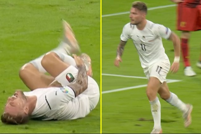 Ciro Immobile đau đớn sau đó bật dậy ăn mừng cùng các đồng đội