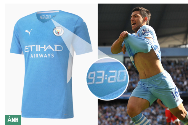 Áo đấu sân nhà mùa tới của Man City tôn vinh Sergio Aguero