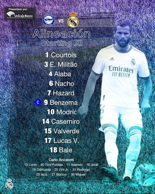 Danh sách xuất phát của Real Madrid