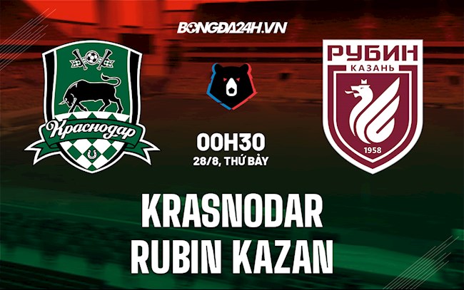 Nhận định Krasnodar vs Rubin Kazan 00h30 ngày 28/8 (VĐQG Nga 2021/22)