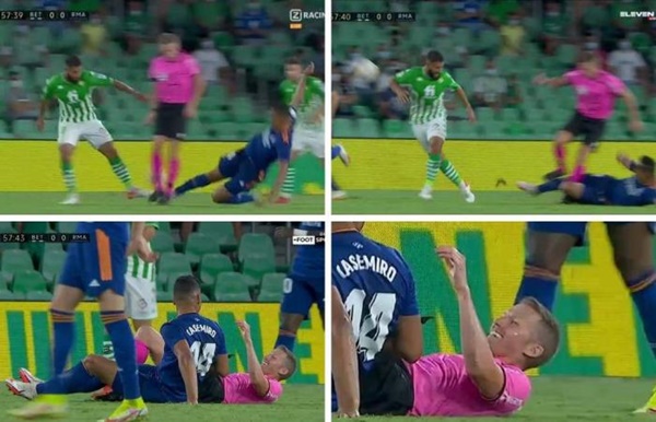 Casemiro đốn ngã trọng tài