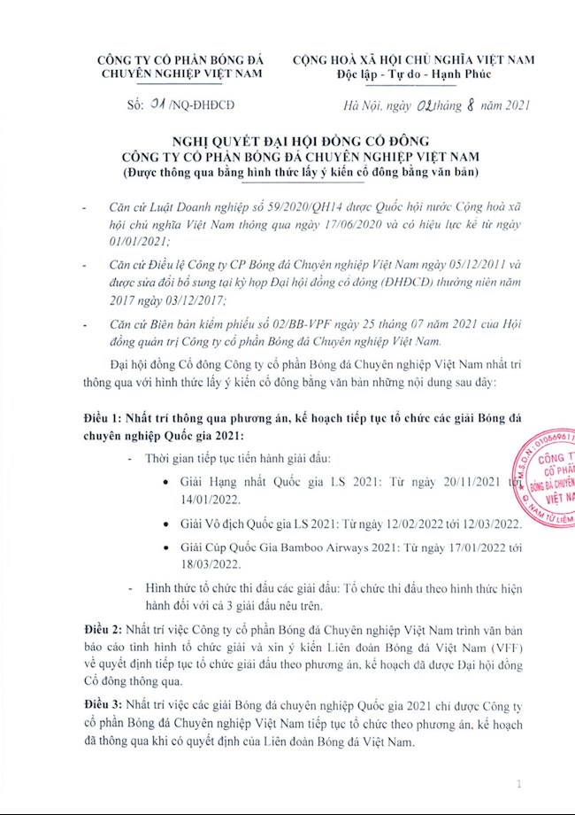 VPF ra nghị quyết về kế hoạch tổ chức giải V-League 2021 hình ảnh