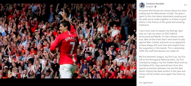 Ronaldo Tôi chưa bao giờ hết yêu MU hình ảnh