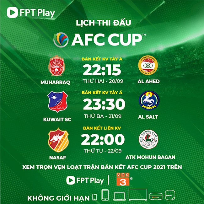 Lịch thi đấu AFC Cup Khu vực Tây Á