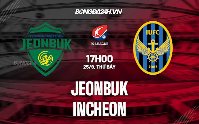 Nhận định bóng đá Jeonbuk vs Incheon 17h ngày 25/9 (VĐQG Hàn Quốc 2021)