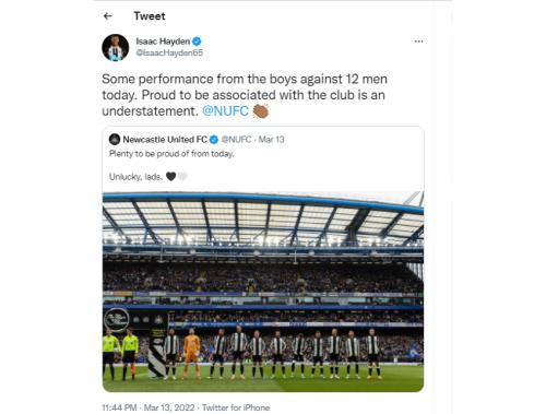 Đoạn tweet của Issac Hayden