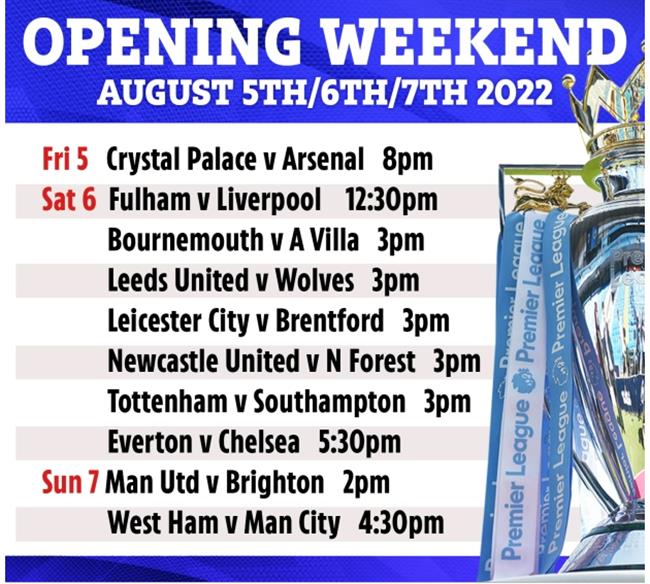 Premier League chính thức công bố lịch thi đấu mùa giải 202223 1