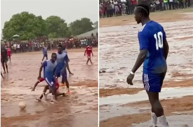 Sadio Mane đá bóng trên sân bùn với các huyền thoại 1 Sadio Mane đá bóng trên sân bùn với các huyền thoại 1