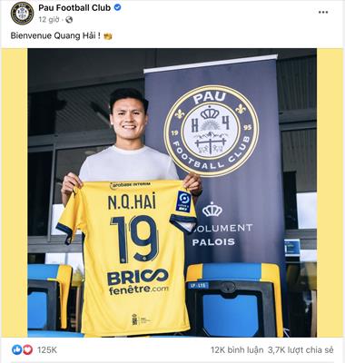Fanpage của Pau FC tăng đột biến sau khi công bố tân binh Quang Hải 1 Fanpage của Pau FC tăng đột biến sau khi công bố tân binh Quang Hải 1