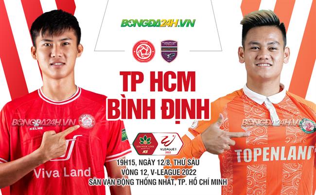 Trực tiếp bóng đá TPHCM vs Bình Định 19h15 ngày 12/8 (V-League 2022)
