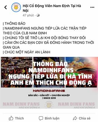 CĐV Nam Định đòi sa thải HLV Nguyễn Văn Sỹ trước trận đấu Hà Tĩnh 2
