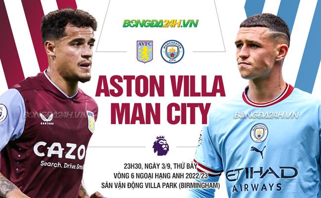 Aston Villa vs Man City vong 6 Premier League