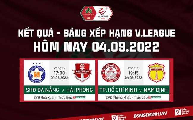 Kết quả bảng xếp hạng V.League 4/9/2022 Ket qua bang xep hang V.League 4/9/2022