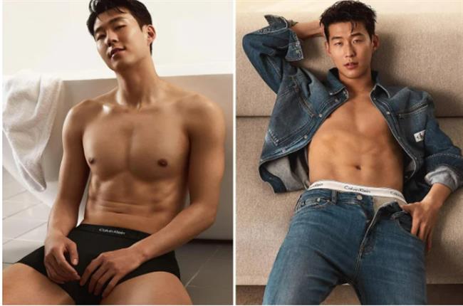 Spurs Son Heung-min trong bo do lot cua Calvin Klein