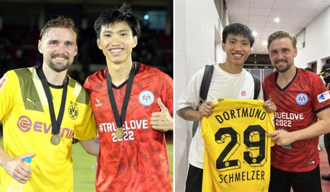 Văn Hậu đổi áo với ngôi sao đặc biệt bên phía đội huyền thoại Dortmund